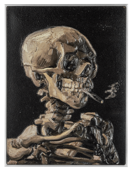 SMOKING SKELETON WITH BURNING CIGARETTE By Vincent Van Gogh Colored 2.5 Oz Silver & 120g Copper Coin 10000 Francs Chad 2024 -...