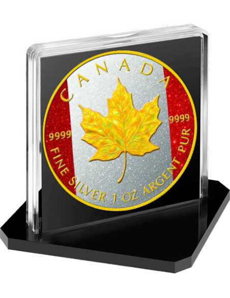 HOLO ORO MAPLE LEAF DIAMOND FLAG 1 Oz Silver Coin 5$ Canada 2025 - Coins & More - Canada