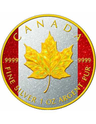 HOLO ORO MAPLE LEAF DIAMOND FLAG 1 Oz Silver Coin 5$ Canada 2025 - Coins & More - Canada