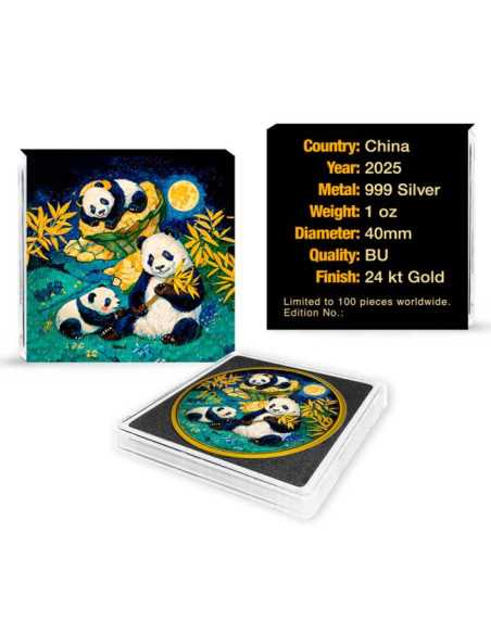 COLORIZED & GOLD GILDED CHINESE PANDA 30g Silver Coin 10 Yuan China 2025 - Coins & More - Chine
