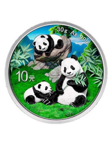COLORIZED CHINESISCHER PANDA 30g Silbermünze 10 Yuan China 2025 - Coins & More - China