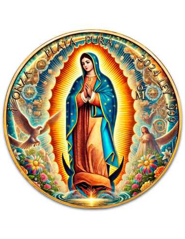 LADY OF GUADALUPE Moneta d'argento dorata da 1 Oz Messico 2024 - Coins & More - Messico
