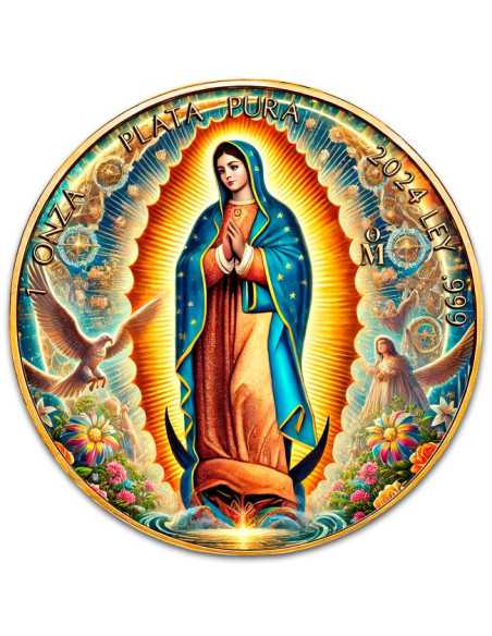 LADY OF GUADALUPE Gold vergoldet 1 Oz Silbermünze Mexiko 2024 - Coins & More - Mexiko
