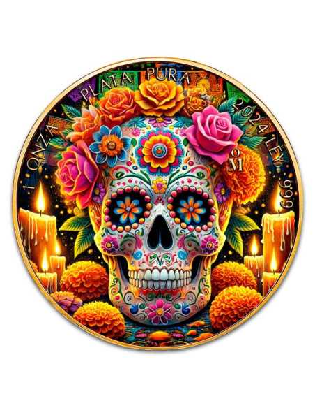 DIA DE LOS MUERTOS Pièce en argent doré de 1 Oz 1 Onza Mexique 2024 - Coins & More - Mexique