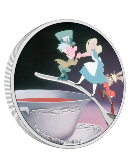 ALICE IN WONDERLAND : THE MAD HATTER 1 Oz Disney Silver Coin 2$ Dollars Niue 2021 - Coins & More - Niue