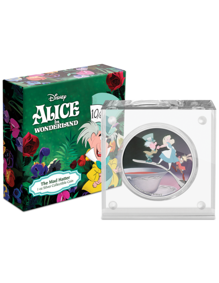 ALICE IN WONDERLAND : THE MAD HATTER 1 Oz Disney Silver Coin 2$ Dollars Niue 2021 - Coins & More - Niue