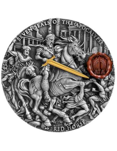 RED HORSE Sette Sigilli Dell'Apocalisse Moneta D'Argento Da 3 Oz 7$ Niue 2025 - Coins & More - Niue