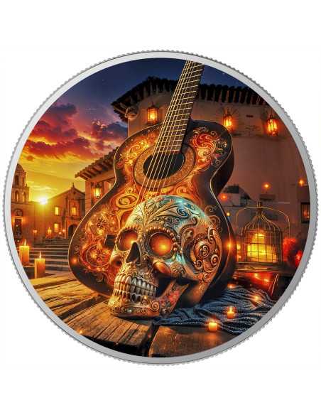 MORNING Dia De Los Muertos Guitarist Collection 1 Oz Silver coin 1 Onza Mexico 2024 - Coins & More - Mexique