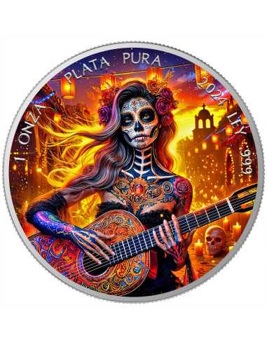 MAÑANA Día De Los Muertos Guitarrista Colección 1 Oz Moneda de Plata 1 Onza México 2024 - Coins & More - Mexico