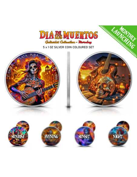 MORNING Dia De Los Muertos Guitarist Collection 1 Oz Silver coin 1 Onza Mexico 2024 - Coins & More - Mexique