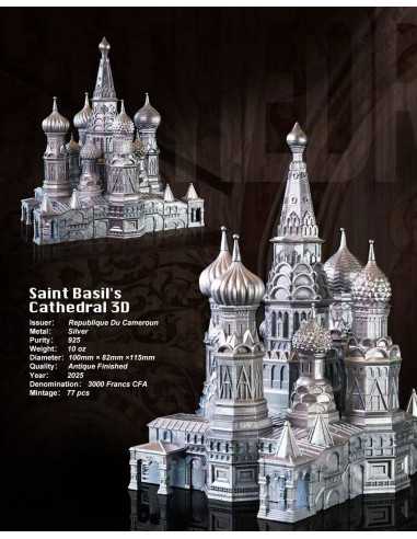 CATHEDRALE DE SAINT-BASIL Pièce de monnaie en argent 10 Oz 3D 3000 Francs Cameroun 2025 - Coins & More - Cameroun