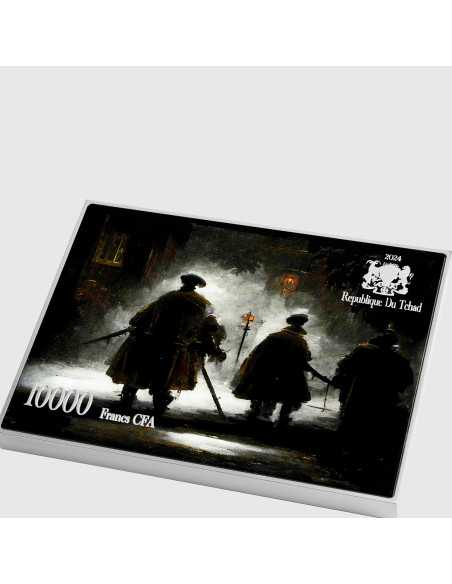 THE NIGHT WATCH von Rembrandt Farbige 2,5 Oz Silber & 120g Kupfermünze 10000 Francs Chad 2024 - Coins & More - Tschad