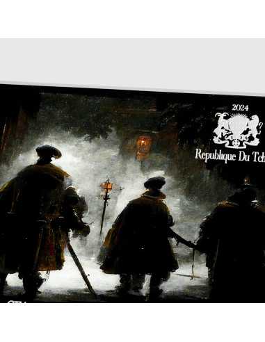 THE NIGHT WATCH von Rembrandt Farbige 2,5 Oz Silber & 120g Kupfermünze 10000 Francs Chad 2024 - Coins & More - Tschad