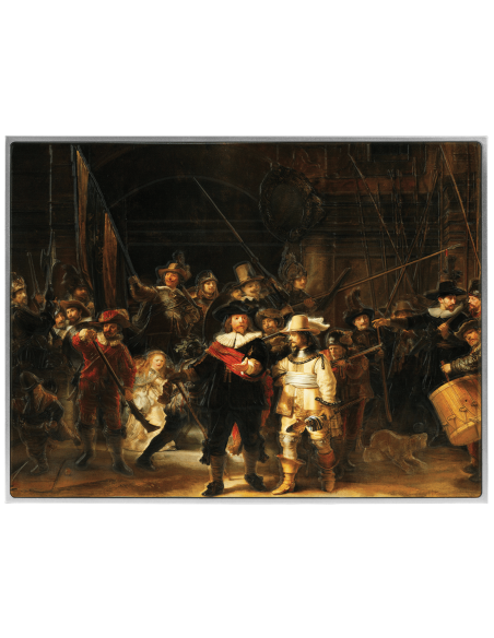 THE NIGHT WATCH von Rembrandt Farbige 2,5 Oz Silber & 120g Kupfermünze 10000 Francs Chad 2024 - Coins & More - Tschad