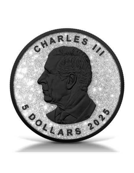 BLACK RUTHENIUM MAPLE LEAF Diamond Dust 1 Oz Silver Coin 5$ Canada 2025 - Coins & More - Kanada