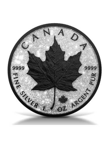 BLACK RUTHENIUM MAPLE LEAF Diamond Dust 1 Oz Silver Coin 5$ Canada 2025 - Coins & More - Kanada