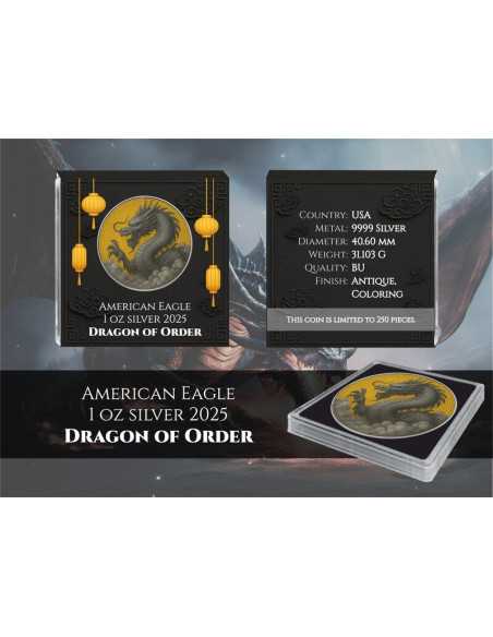 DRAGON OF ORDER American Eagle 1 Oz Silver Coin 1$ USA 2025 - Coins & More - Usa