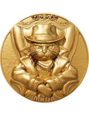 GOLD GILDED MEOW MAFIA 2 Oz Silver 11.5 Oz Copper Coin 2000 Francs Cameroon 2025 - Coins & More - Camerun