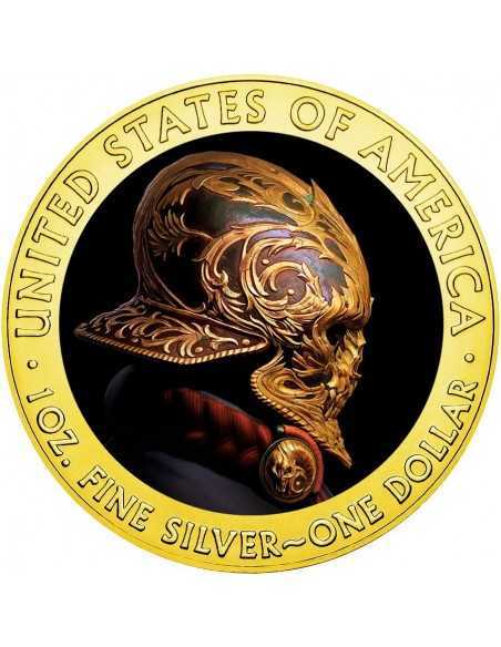 GOLD MASK (side) - CHINESE HERITAGE 1600 B.C 1 Oz Silver & gold plated coin USA 2020 - Coins & More - Usa
