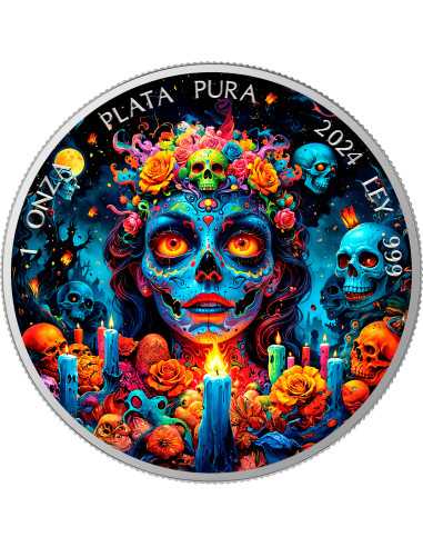 NIGHTMARE Dia De Los Muertos 1 Oz Silver coin 1 Ounce Mexico 2024 - Coins & More - Mexico