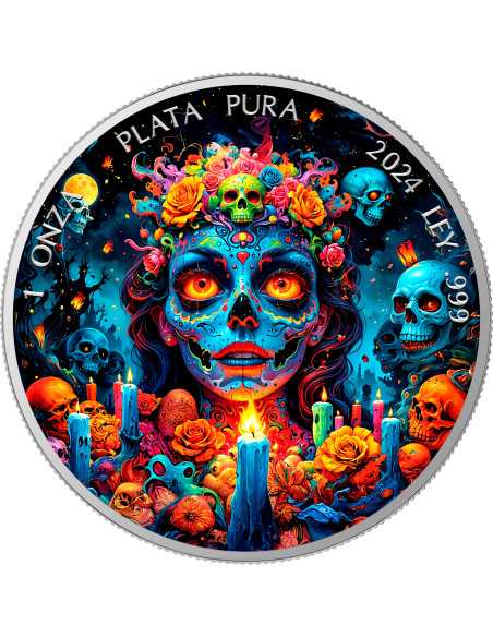 NIGHTMARE Dia De Los Muertos 1 Oz Silver coin 1 Ounce Mexico 2024 - Coins & More - Mexico