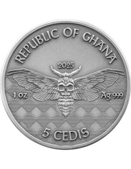 PIRATE Memento Mori 1 Oz Silver Coin 5 Cedis Ghana 2025 - Coins & More - Ghana