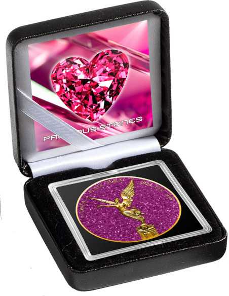 PINK TOPAZ Precious Gemstones 1 Oz Silver Coin 1 Onza Libertad 2024 - Coins & More - Usa