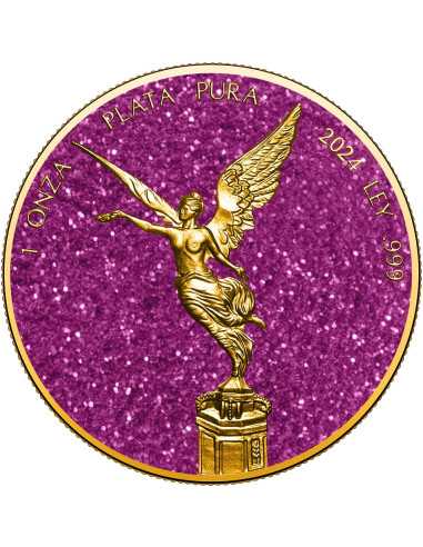 PINK TOPAZ Precious Gemstones 1 Oz Silver Coin 1 Onza Libertad 2024 - Coins & More - Usa