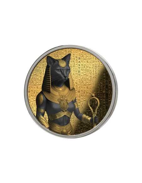 BASTET Oscuridad Dorada de Egipto 1 Oz Moneda de Plata 1000 Francos Benin 2024 - Coins & More - Africa