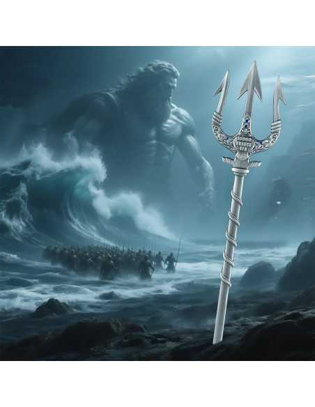 POSEIDON TRIDENT Antique Finish 2 Oz Silver 3D Coin 10000 Francs Tchad 2025 - Coins & More - Chad