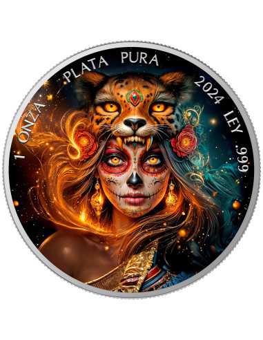 OCELOTL WARRIOR Dia De Los Muertos 1 Oz Silver coin 1 Ounce Mexico 2024 - Coins & More - Mexique