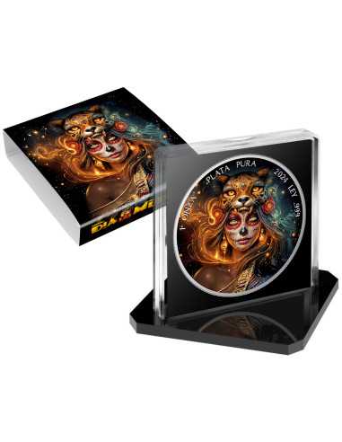 OCELOTL WARRIOR Dia De Los Muertos 1 Oz Silver coin 1 Ounce Mexico 2024 - Coins & More - Mexique