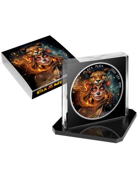 OCELOTL WARRIOR Dia De Los Muertos 1 Oz Silver coin 1 Ounce Mexico 2024 - Coins & More - Mexique