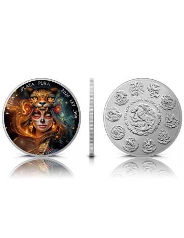 OCELOTL WARRIOR Dia De Los Muertos 1 Oz Silver coin 1 Ounce Mexico 2024 - Coins & More - Mexique