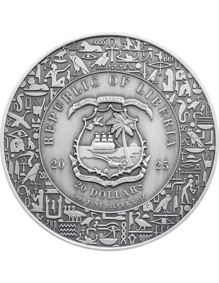 ISIS Egyptian Heritage 2 Oz Silver Coin 20$ Liberia 2025 - Coins & More - Libéria