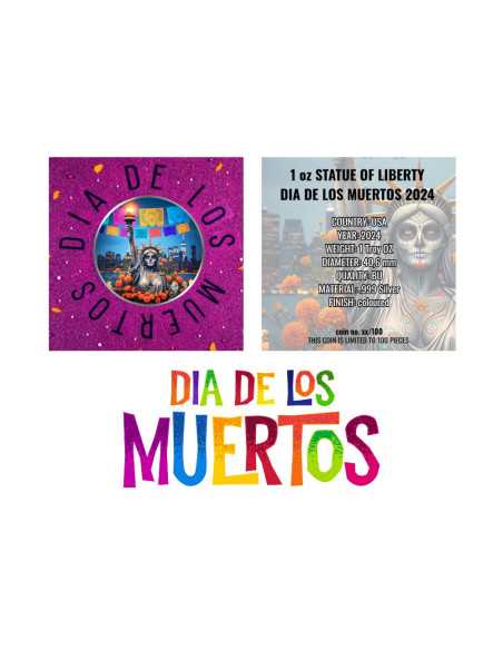 STATUE OF LIBERTY Famous Female Icons Dia De Los Muertos 1 Oz Silver Coin USA 2024 - Coins & More - Usa