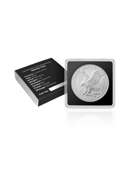 MYRANOVA THE MAINE COON Nebula Cats American Eagle 1 Oz Silver Coin 1$ USA 2025 - Coins & More - Usa
