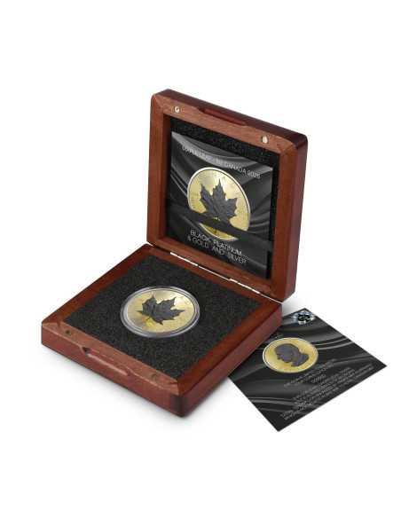 GOLD BLACK PLATINUM Maple Leaf 1 Oz Silver Coin 5$ Canada 2025 - Coins & More - Canada