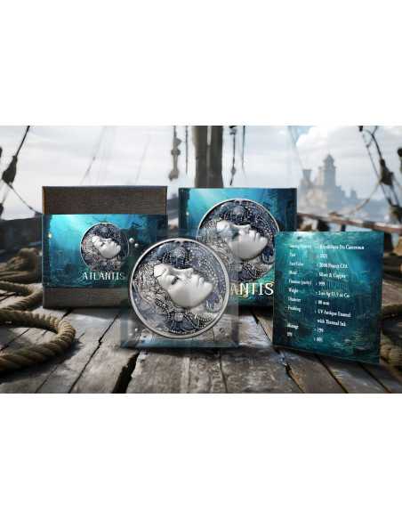 ATLANTIS Forgotten Civilization 2 Oz Silver & 11.5 Oz Copper Coin 2000 Francs Cameroon 2025 - Coins & More - Camerun