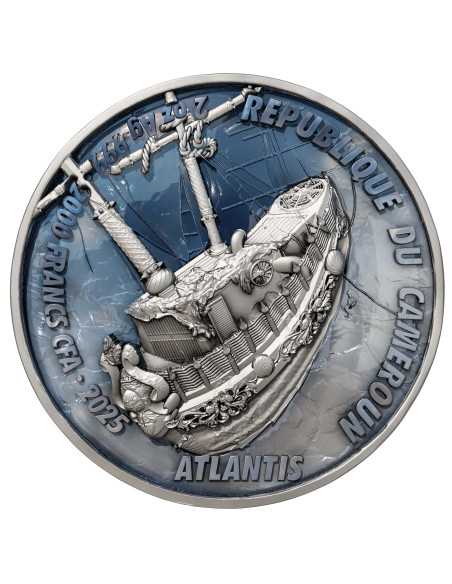 ATLANTIS Forgotten Civilization 2 Oz Silver & 11.5 Oz Copper Coin 2000 Francs Cameroon 2025 - Coins & More - Camerun