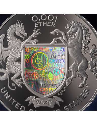 ETHEREUM Binary World 1 Oz Silver Coin 0.001 ether United Crypto States 2025 - Coins & More - Münzen nach Ländern