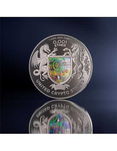 ETHEREUM Binary World 1 Oz Silver Coin 0.001 ether United Crypto States 2025 - Coins & More - Münzen nach Ländern