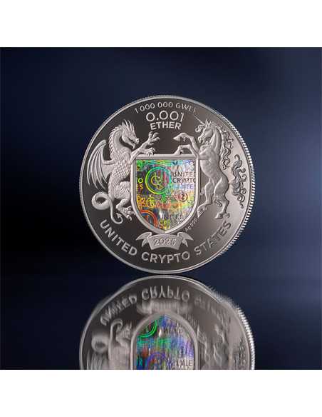 ETHEREUM Binary World 1 Oz Silver Coin 0.001 ether United Crypto States 2025 - Coins & More - Münzen nach Ländern