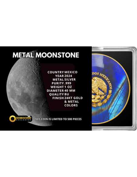 MOONSTONE Metal Stones 1 Oz Silver Coin Mexico 2024 - Coins & More - Mexique