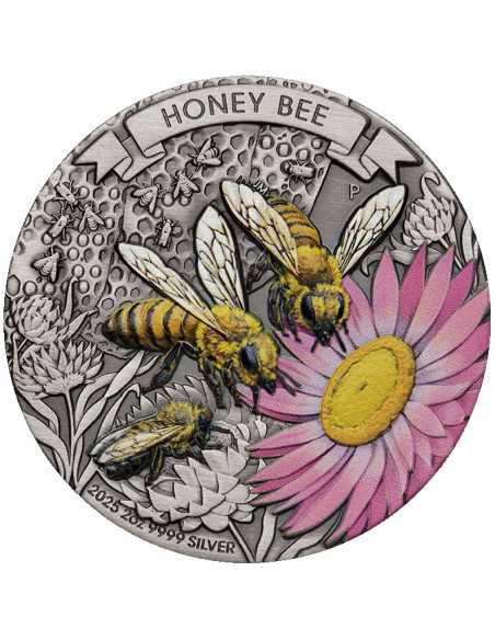 HONEY BEE 2 Oz Silver Coin 2$ Australia 2025 - Coins & More - Australia