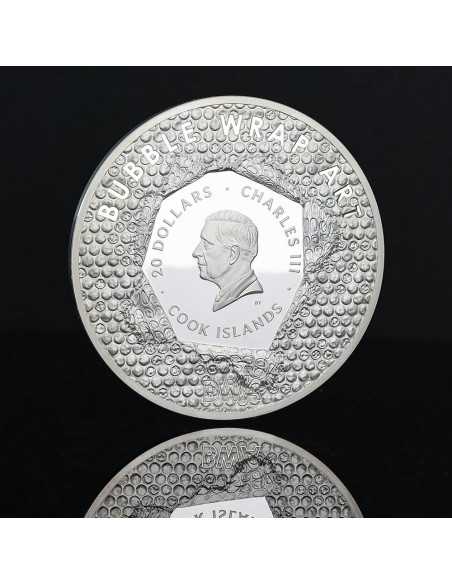 SALVATOR MUNDI Bubble Wrap Art 3 Oz Silver Coin 20$ Cook Islands 2025 - Coins & More - Isole Cook