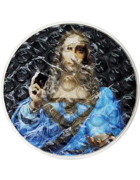 SALVATOR MUNDI Bubble Wrap Art 3 Oz Silver Coin 20$ Cook Islands 2025 - Coins & More - Isole Cook