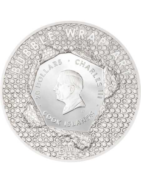 SALVATOR MUNDI Bubble Wrap Art 3 Oz Silver Coin 20$ Cook Islands 2025 - Coins & More - Isole Cook