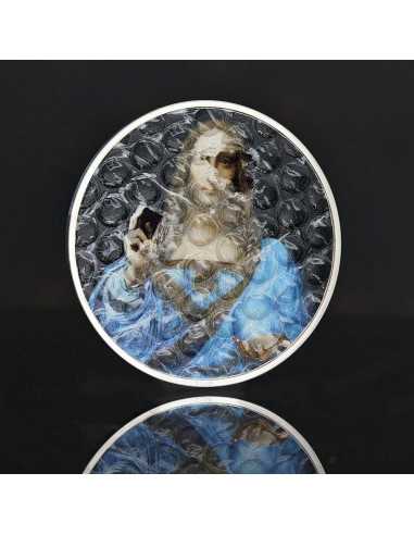 SALVATOR MUNDI Bubble Wrap Art 3 Oz Silver Coin 20$ Cook Islands 2025 - Coins & More - Isole Cook