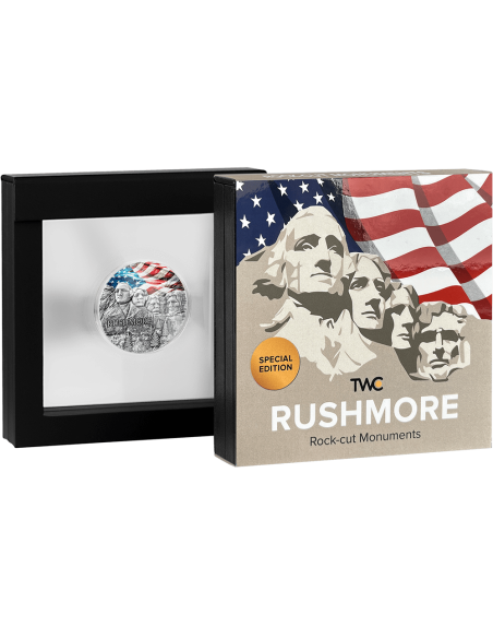 RUSHMORE Special Edition Rock-cut Monuments 2 Oz Silver Coin 10 Cedis Ghana 2024 - Coins & More - Ghana